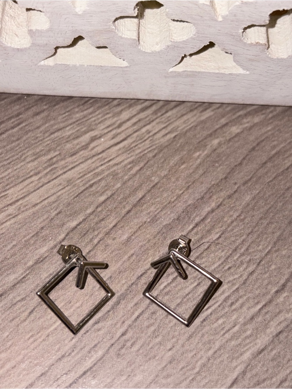 Universal Thread Silver Geometric Square Drop Earrings